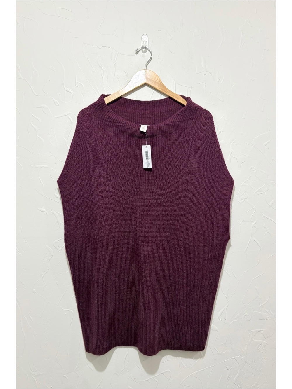 NWT Chico’s “Elle Pullover” burgundy wool blend sleeveless tunic sweater (3/XL)